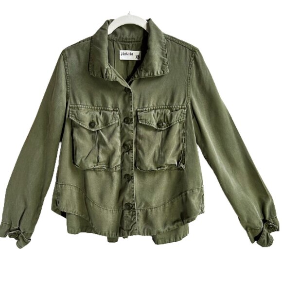 Revolve Pistola 100% Tencel Utility Button Down Long Sleeve Shirt Army Green XS - Picture 1 of 10